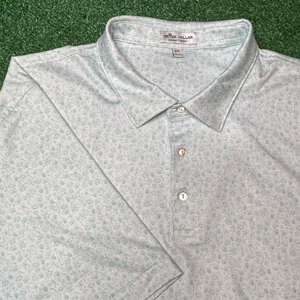 Peter Millar Summer Comfort White Men’s Golf Polo 2XL Sports All Over Print